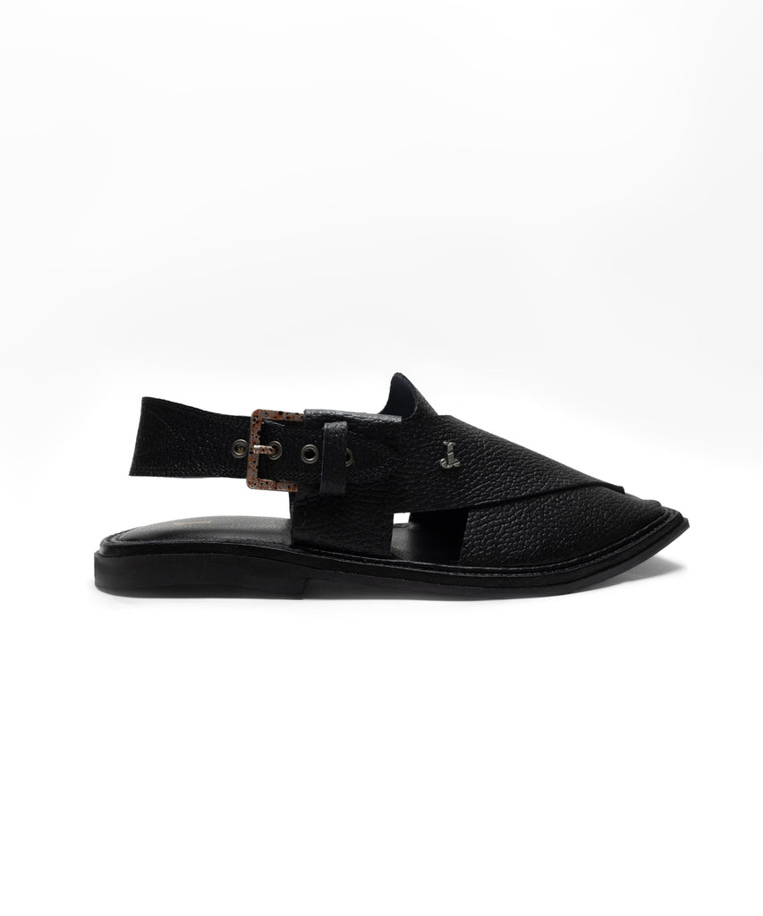 BLACK TEXTURED PESHAWARI SANDALS | JJFW-JPC-11530/S26-GK-TXT – J
