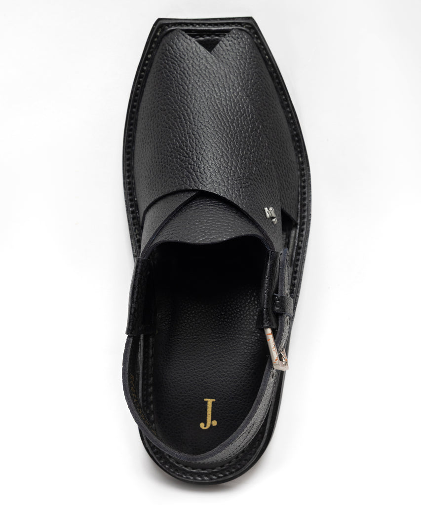 BLACK TEXTURED PESHAWARI SANDALS | JJFW-JPC-11530/S26-GK-TXT – J