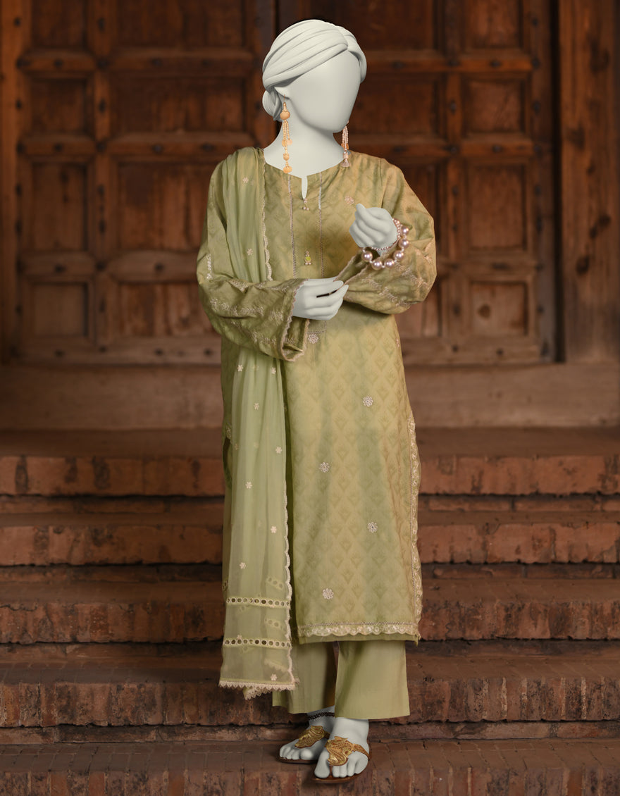 GREEN DOBBY 3PC STITCHED | JLAWN-S-25-051/S CUT WORK-03 – J. Junaid ...
