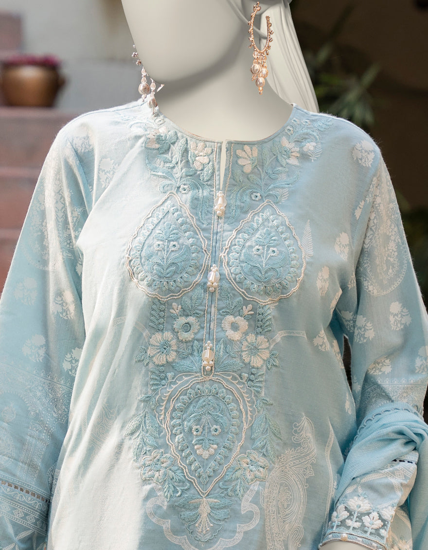 BLUE COTTON SILK 3PC STITCHED | JLAWN-S-25-085/S MAJ J. Junaid Jamshed US BLUE COTTON SILK 3PC STITCHED | JLAWN-S-25-085/S MAJ J. Junaid Jamshed US