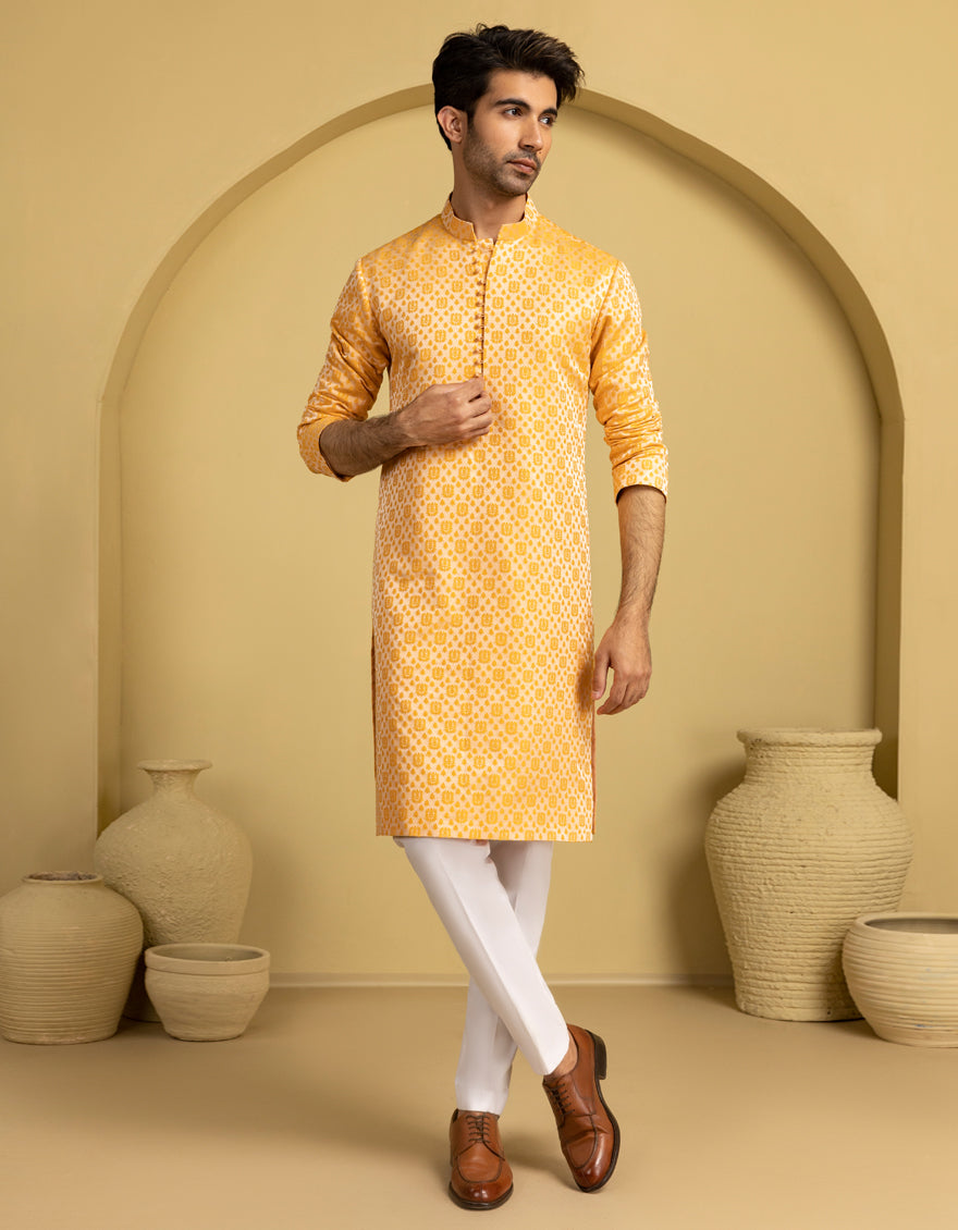 ORANGE BLENDED SPECIAL KURTA | JJK-SP-A-48208/S25/J – J. Junaid Jamshed US