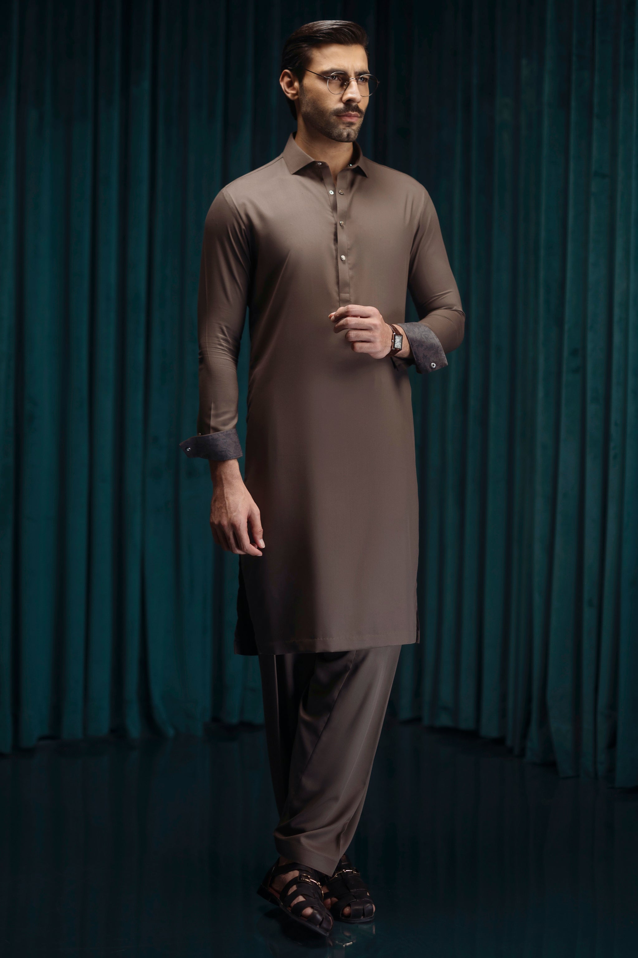 BROWN BLENDED KAMEEZ SHALWAR | CCMKS-S-39560-C3 – J. Junaid Jamshed US
