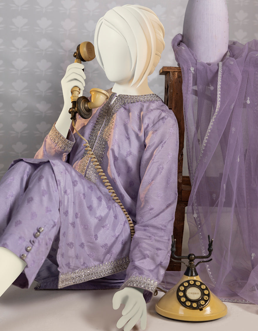 PURPLE JACQUARD 3PC STITCHED | JGK-YGTL-S-US-621-23 FB/RESHMI