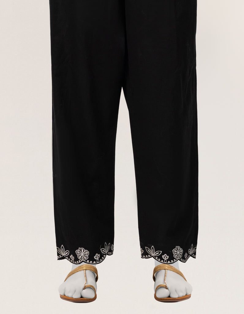 BLACK LAWN TROUSERS | JLT-S-26-8115-B FB/STRAIGHT EMB-02 – J