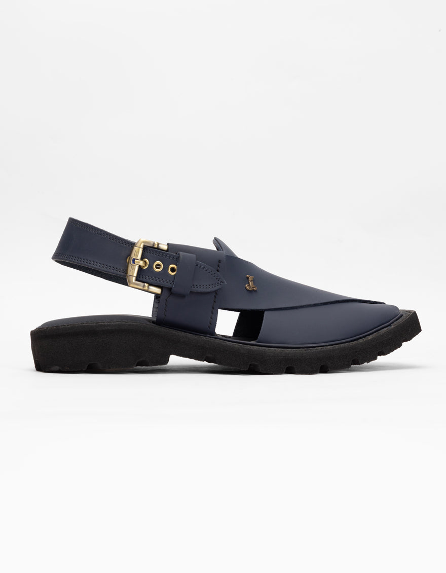 BLUE PLAIN PESHAWARI SANDALS | JJFW-JPC-052-PU/S26-ZA-PLN – J