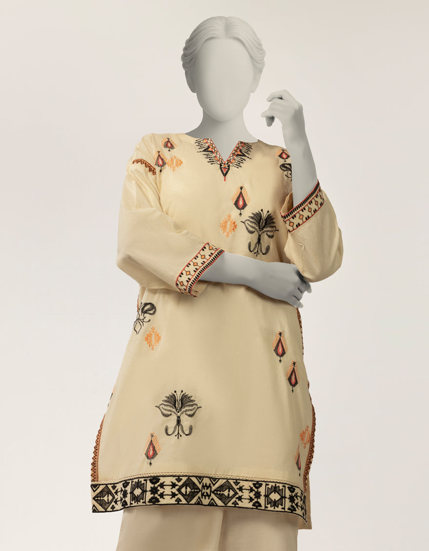 Juemi   Arabic L/S　ベージュ BEIGE ORGANZA KURTI | JJLK-S-JFS-25-214 FB – J. Junaid Jamshed US