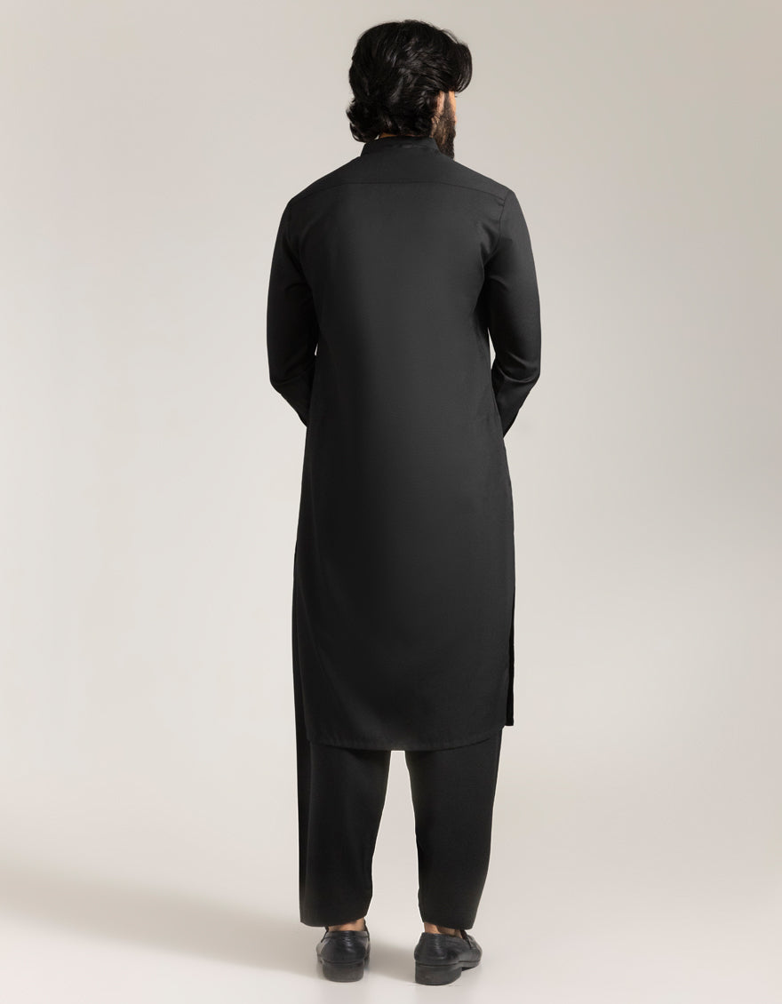 BLACK BLENDED KAMEEZ SHALWAR | JJKS-A-90533/S25/JJ9767-SF – J